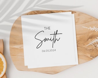 Personalized Wedding Napkins – Custom Monogram Cocktail Napkins for Reception, Anniversary, Engagement, or Dinner Party Decor, Custom Napkin