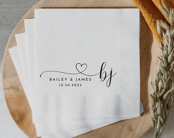 Custom Cocktail Napkins – Personalized Wedding Napkins – Custom Printed Napkins for Rehearsal Dinner, Birthday, Event, or Anniversary