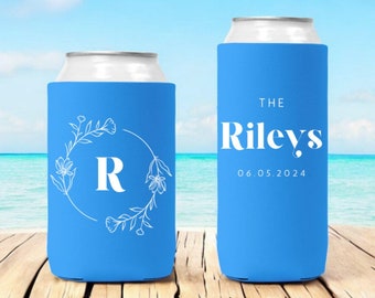 Custom Monogram Can Coolers for Wedding & Birthday | Personalized Initial Favors, Party Drink Sleeves, Bulk Can Holders