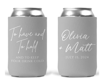 Personalized Monogram Wedding Can Coolers – Custom Drink Sleeves for Guests, Initial Party Favors, Bulk Can Holders for Reception