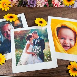 Custom Photo Napkins/Personalized Photo Beverage Napkins/Custom Disposable Paper Serviettes for Parties/Custom Cocktail Napkins for Birthday