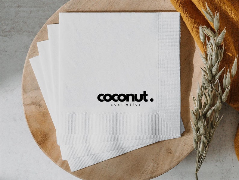 Custom Printed Napkins 3 ply Premium Custom Cocktail Napkins Measure 4.8"x4.8" Customize with your logo, design, Personalized Logo Napkins image 1