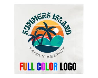 Custom Full Color Logo Napkins – Personalized Photo or Logo Cocktail Napkins for Weddings, Birthdays, Events, Business Branding Decor