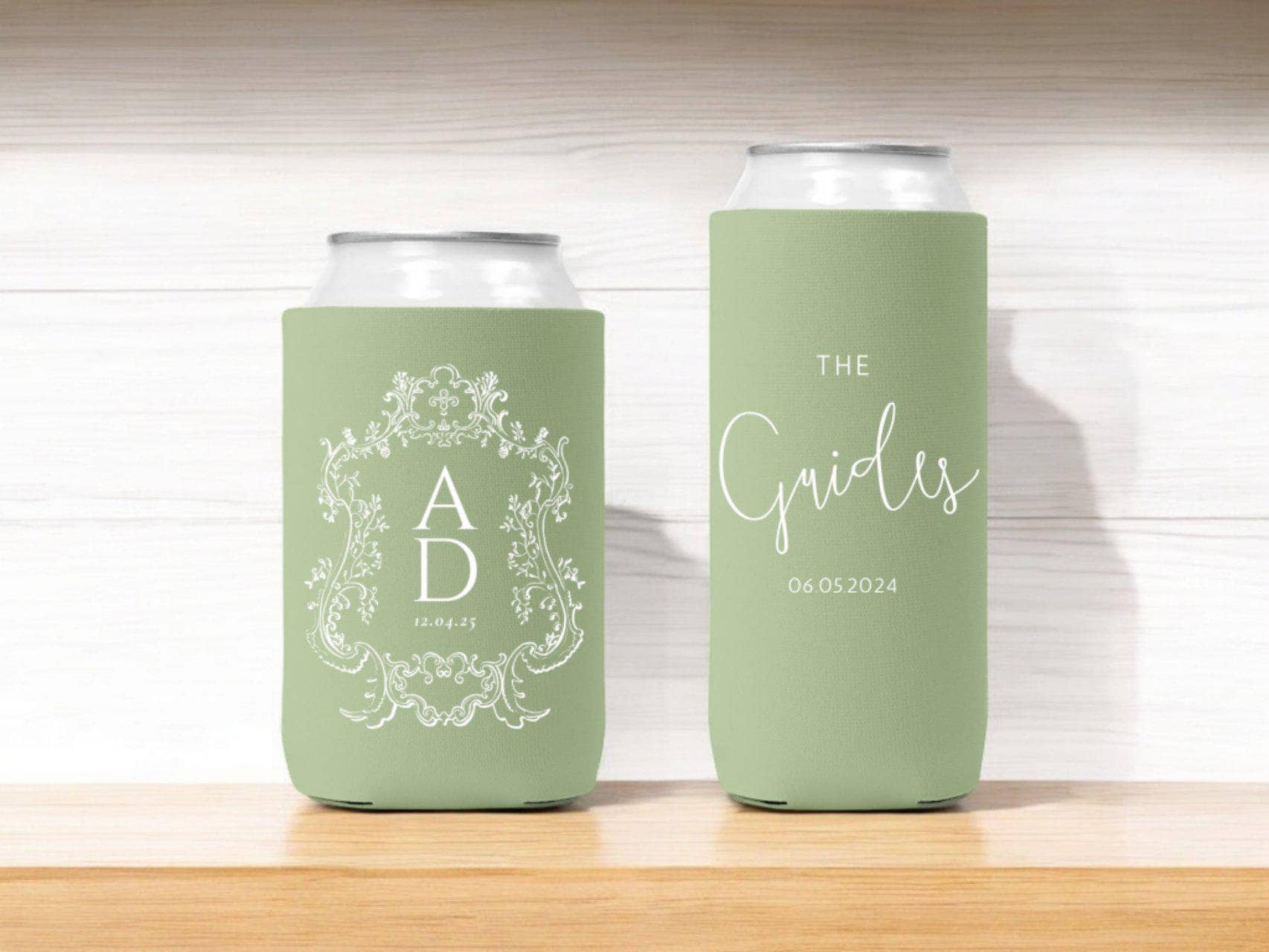 Wedding Can Coolers Minimalist Wedding Favors for Guests in Bulk Wedding Party Gift Wedding Monogram Basic Floral Wedding Decorations