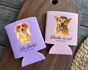 Wedding Can Coolers, Custom Wedding Favors, Custom Pet Wedding Can Cooler, Personalized Pet Wedding Can Cooler, Custom Wedding Coolers