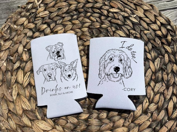 Custom Pet Wedding Can Cooler, Wedding Can Cooler Dog, Wedding Pet Can Holder, Dog Wedding Can Cooler, Custom Can Coolers, Wedding Favors