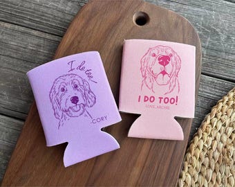 Custom Pet Wedding Can Cooler, Wedding Can Cooler Dog, Wedding Cat Can Holder, Dog Wedding Can Cooler, Custom Can Coolers, Wedding Favors