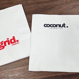 Custom Printed Napkins 3 ply Premium Custom Cocktail Napkins Measure 4.8"x4.8" Customize with your logo, design, Personalized Logo Napkins image 4