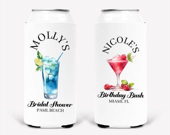 Custom Can Coolers for Bachelorette Party | Slim Can Coolers for Bride Squad, Bridal Shower Favors, The Party & Wife of the Party Gifts