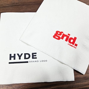 Custom Printed Napkins 3 ply Premium Custom Cocktail Napkins Measure 4.8"x4.8" Customize with your logo, design, Personalized Logo Napkins image 5
