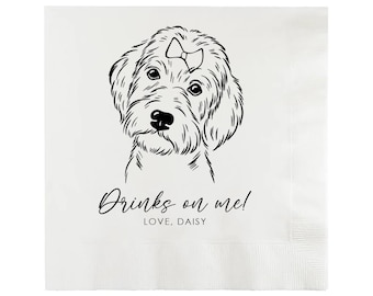 Custom Pet Portrait Napkins – Personalized Dog or Cat Cocktail Napkins for Wedding Reception, Bar Decor, Pet Lover Favor, Party Keepsake