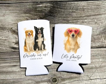 Personalized Wedding Can Cooler Favor, Customized Wedding Can Cooler Favors, Pet Wedding Can Cooler, Customized Pet Wedding Can Coolers