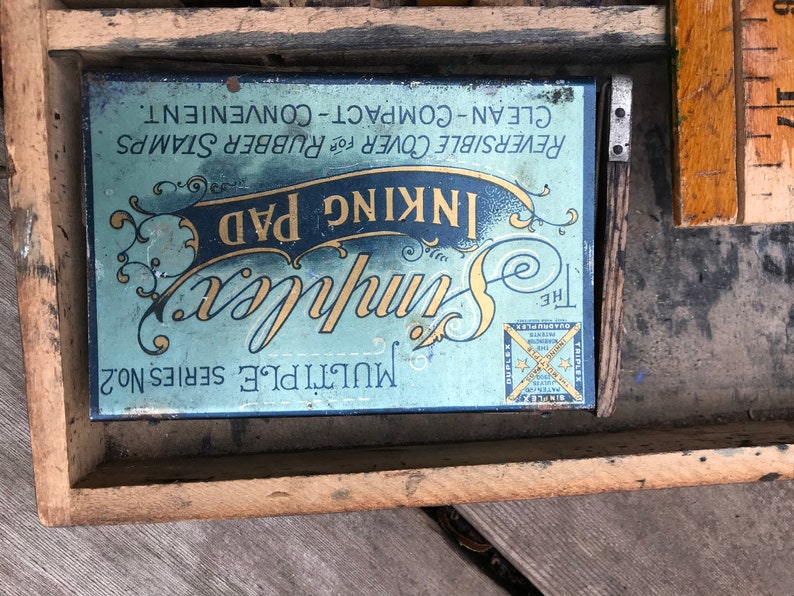 Vintage Rubber Stamp Set with Case