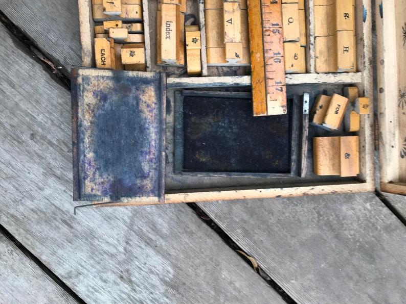 Vintage Rubber Stamp Set with Case