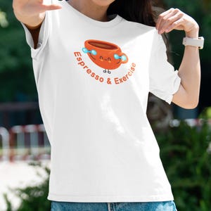 Espresso en sporten | Grafisch T-shirt | Grappig training-T-shirt voor koffieliefhebbers| Perfect cadeau voor koffieliefhebbers en sportliefhebbers| Cadeaus voor mama