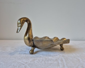 Vintage Brass Swan Trinket Dish or Soap Dish