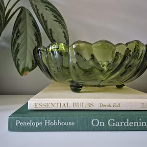 Vintage Large Green Footed Serving Bowl