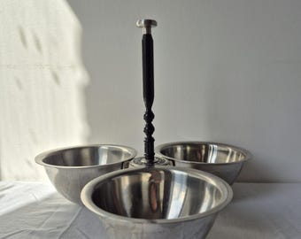Vintage Mid Century Onieda Stainless Steel Condiment/ Dip Holder