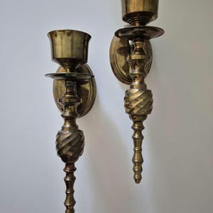 Vintage Messing Kerzenhalter Wandleuchten, Set mit 2 Kerzenhaltern