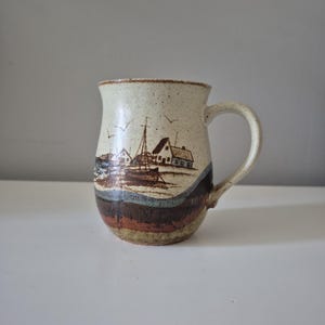 Vintage Otagiri Fishing Village Stoneware Mug
