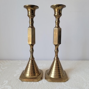 Vintage Brass Candlestick Holders, Set of 2 Candle Holders