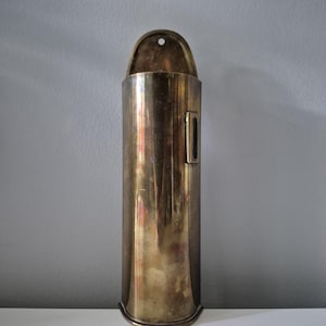 Vintage Brass Matchstick Holder Wall Pocket, Side Strike Pocket