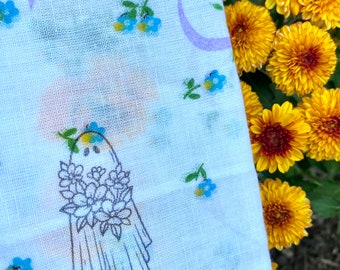 Boho Ghost Hankie- Yellow and Purple Floral
