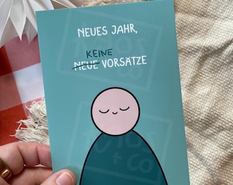 Año Nuevo, sin propósitos | Tarjeta postal de propósitos de Año Nuevo: saludos festivos sin presiones | Diseños dibujados a mano
