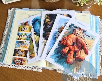 The Battle Belongs To The Lord Tip In Set and Bookmark Tip In Bible Insert Christian Bible Journaling Insert