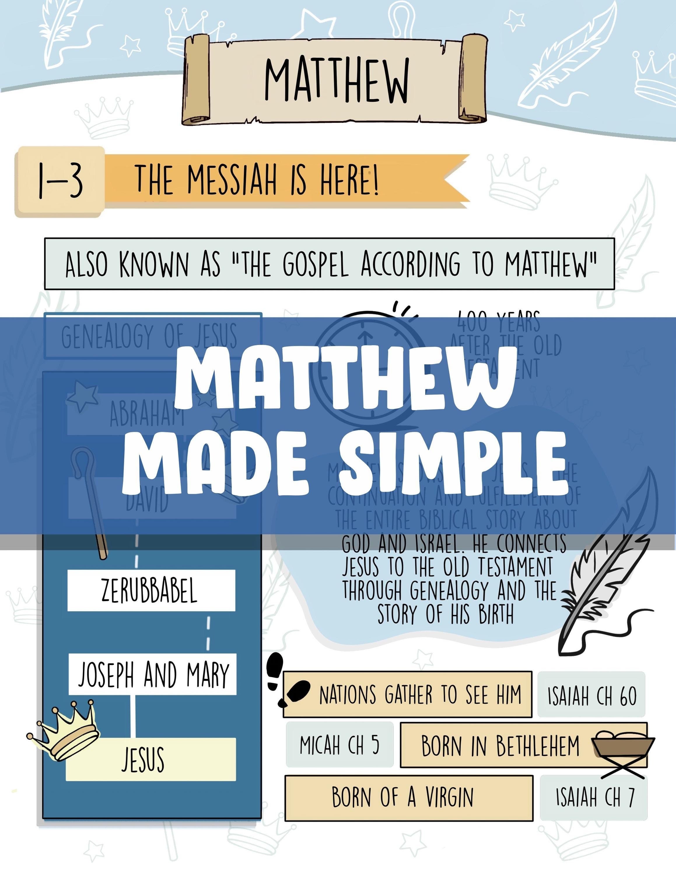 Book of Matthew Made Simple Printable - New Testament Made Simple Bible Study Guide Easy To Use Bible Study Bible Notes
