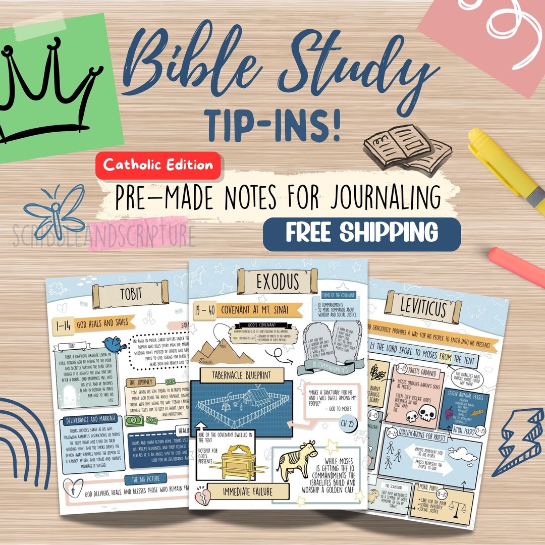 Cute Catholic Bible Journaling Notes Guide | Scripture Study Sheets ...