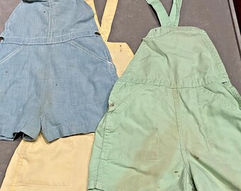 Lotto 3 Tuta intera vintage anni '50 in cotone Blue Bell per ragazzi con bretelle