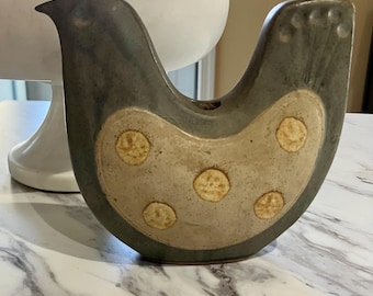 Vintage bird pottery stoneware 1960s mod mcm decor 5" Japan ceramic