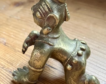 Antique Vintage brass Krishna Figure Paperweight
