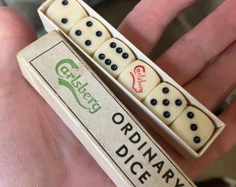 Carlsberg Vintage Box 6 Dice Set Denmark Logo