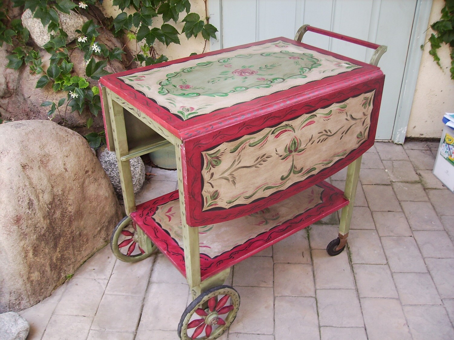 Hand Painted Antique Tea CartRESERVED Etsy