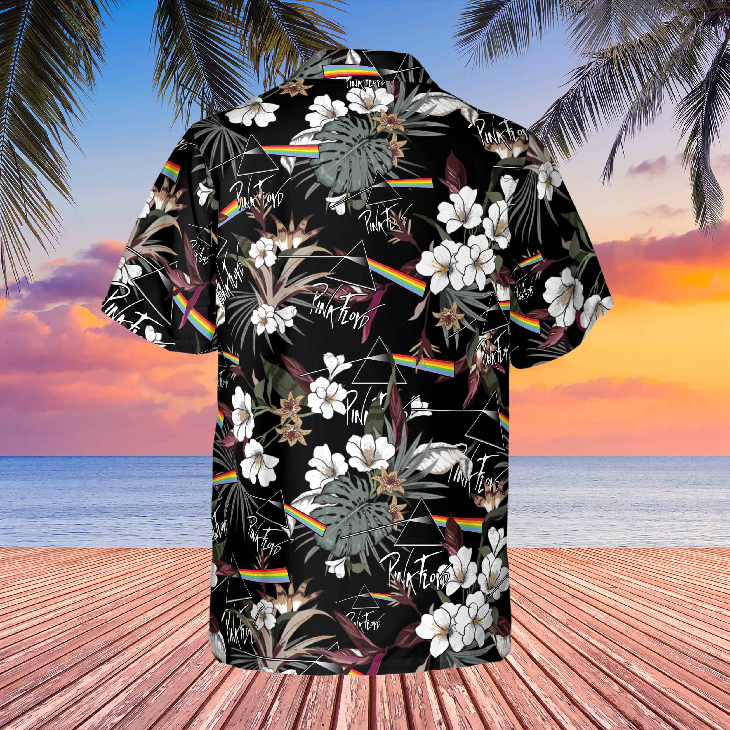 Rock Music Button Up Shirts Kleding Herenkleding Overhemden & T-shirts Oxfords & Buttondowns Pink Floyd Hawaiian Shirts Roze Floyd Unisex Hawaiian Shirt Vrouwen Korte-mouw Hawaiian Shirt Voor Mannen 