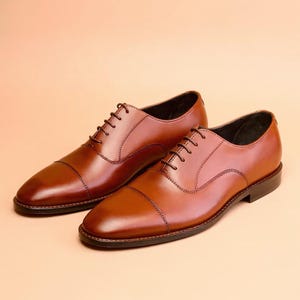 Handcrafted Brown Oxford Shoes | Premium Calf Leather Footwear | Hand Patina Painting | Luxury Elegant Dress Shoes| Rare Elite Craftsmanship