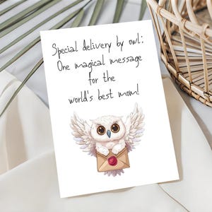 Tarjeta del Feliz Día de la Madre / Regalo para mamá / Perfecto para el Día de la Madre y para celebrar a mamá / Mago / Magia / Búho