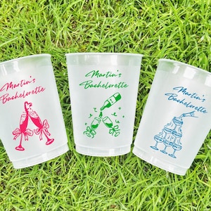 Custom Bachelorette Frosted Cups – Personalized Party Drinkware for Bridesmaid Night, Hen Party, Last Fling or Girls&#39; Weekend Favor