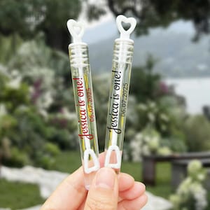 Custom Bubble Wands – Pre-Filled with Bubble Solution & Personalized Name – Baby Shower, Birthday, Gender Reveal, Classroom or Kids Favors