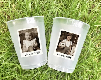 Personalized Party Cups, Vintage 1988 Birthday Party Frosted Cup, Custom Face Party Cups, 30th Birthday Decorations, Birthday Party Favors