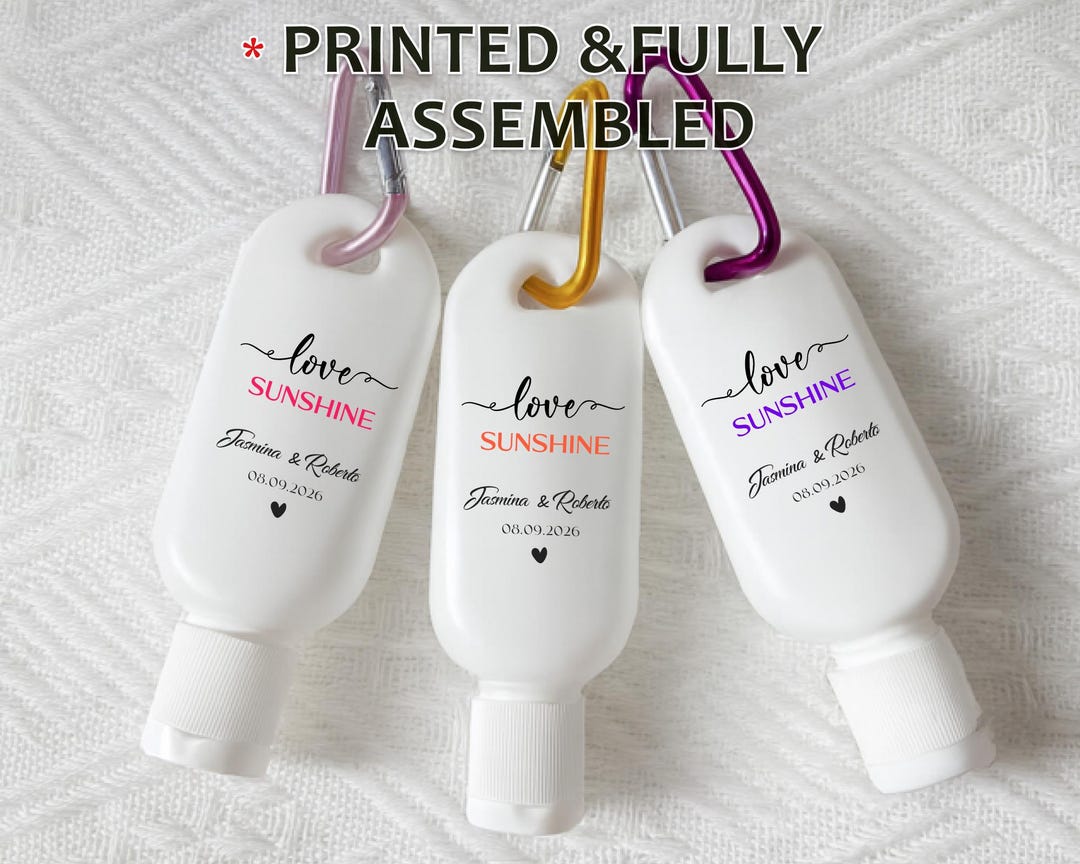 Custom Sunscreen Favors – Personalized Mini SPF Bottles With Carabiner ...