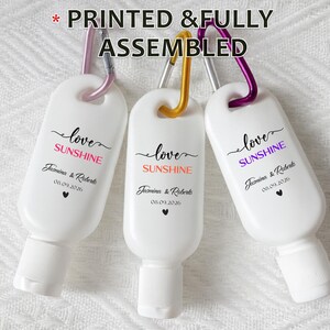 Custom Sunscreen Favors – Personalized Mini SPF Bottles with Carabiner – Great for Wedding, Beach, Shower or Travel Guest Welcome Bags