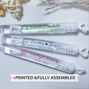 Custom Wedding Bubble Wands – Personalized Labels & Filled Tubes – Wedding Favors for Ceremony, Send-Off, Photos, Reception, Welcome Table