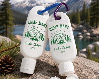 Personalized Sunscreen Favor, Custom Mini Sunscreen Bottle, Camping Party Favor, Lake Weekend Gift, Outdoor Wedding Welcome Bag Favor