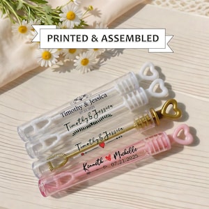 Custom Wedding Bubble Wands – Personalized Labels and Pre-Filled Tubes – Favors for Send-Offs, Ceremony, Welcome Table, Guests, Photos