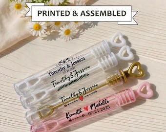 Custom Wedding Bubble Wands – Personalized Labels and Pre-Filled Tubes – Favors for Send-Offs, Ceremony, Welcome Table, Guests, Photos