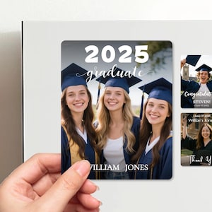 Personalized Graduate Photo Magnet, Custom Fridge Magnet, High School or College Senior Gift, Grad Party Favor, Graduation Keepsake Gift