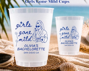 Girls Gone Mild Cups, Custom Bachelorette Frosted Cups, Personalized Beach Girls Trip Cups, Pool Party Favors, Disposable Vacation Drinkware